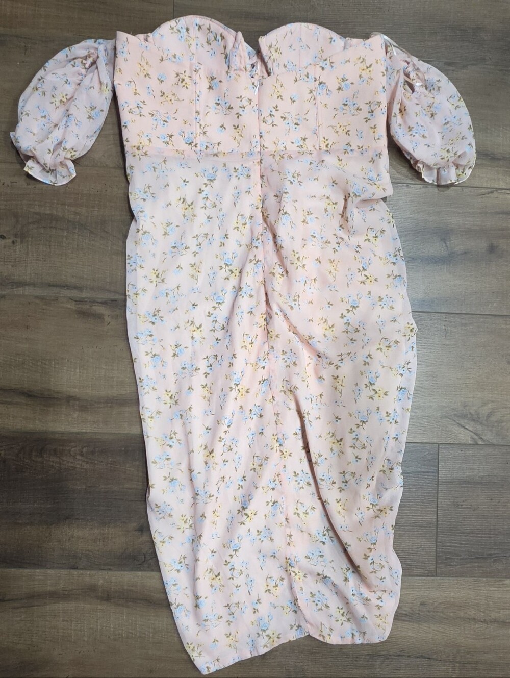 NWT Adeirlina Pink Floral Ruched Midi Dress Off Shoulder XL - Picture 5 of 6
